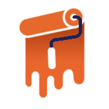 A stylized icon depicting a paint roller with a dripping paint roll, commonly associated with customization or personalization options in product design.